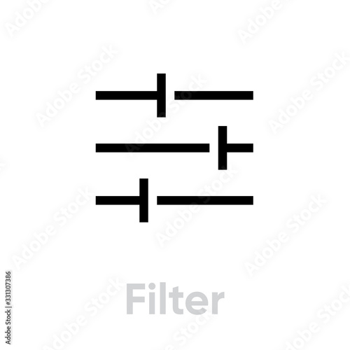 Filter video tv icon. Editable line vector.