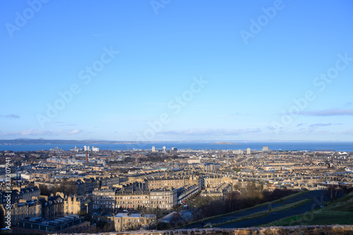 View from top of Calton hill to old part of Edinburgh, capital of Scotland © barmalini