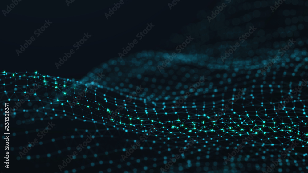 Data technology illustration. Abstract background with connecting dots and lines. 3d rendering. Data technology illustration. Abstract background with connecting dots and lines. 3d rendering.