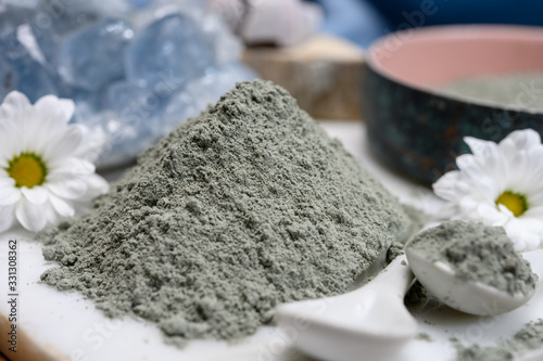 Healthy mud for body and hair treatment ingredient  natural organic blue clay powder ready to use