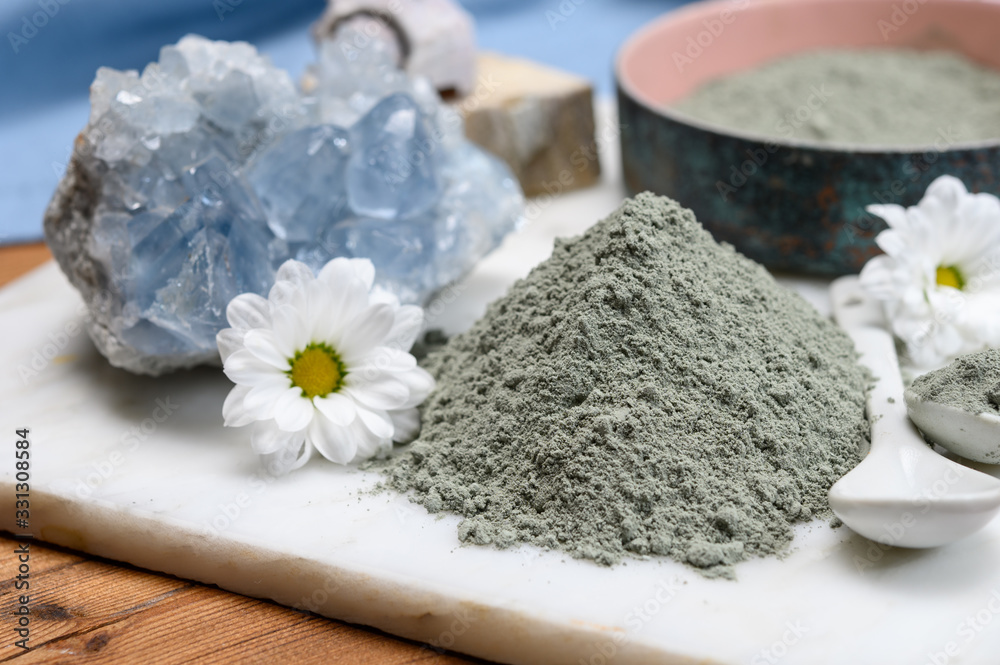 Healthy mud for body and hair treatment ingredient, natural organic blue clay powder ready to use Healthy mud for body and hair treatment ingredient, natural organic blue clay powder ready to use
