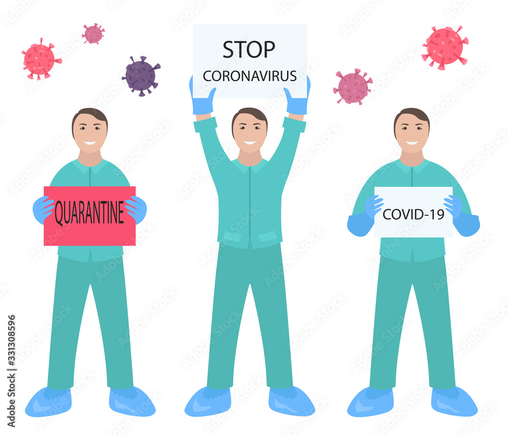 Corona virus. Doctor in protection suit. Quarantine, stop coronavirus epidemic design concept Corona virus. Doctor in protection suit. Quarantine, stop coronavirus epidemic design concept