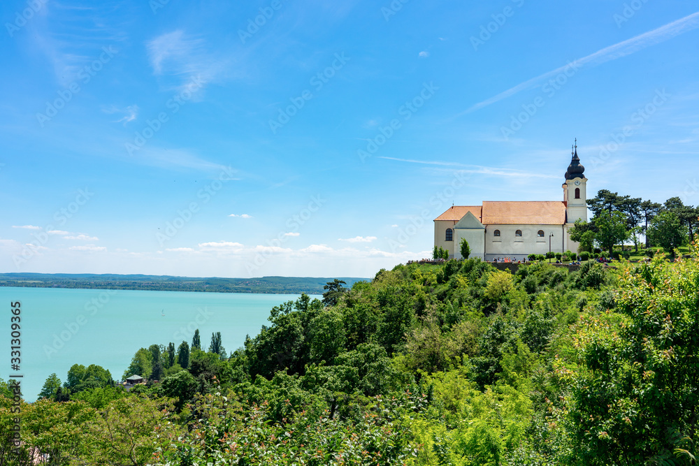 Tihany church abbey on the hill at Lake Balaton