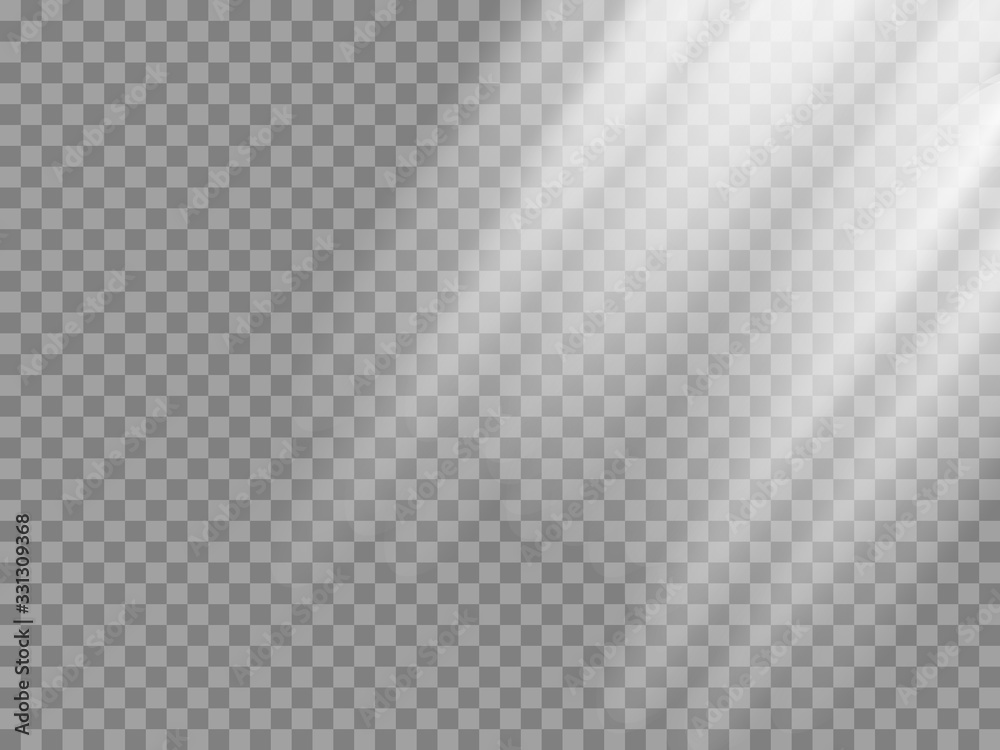 Shining sun rays vector illustration. Sunlight glowing png, eps, ai, svg effect. White beam sunrays sky background