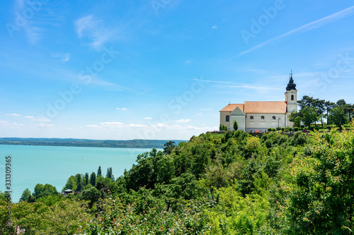 Tihany church abbey on the hill at Lake Balaton