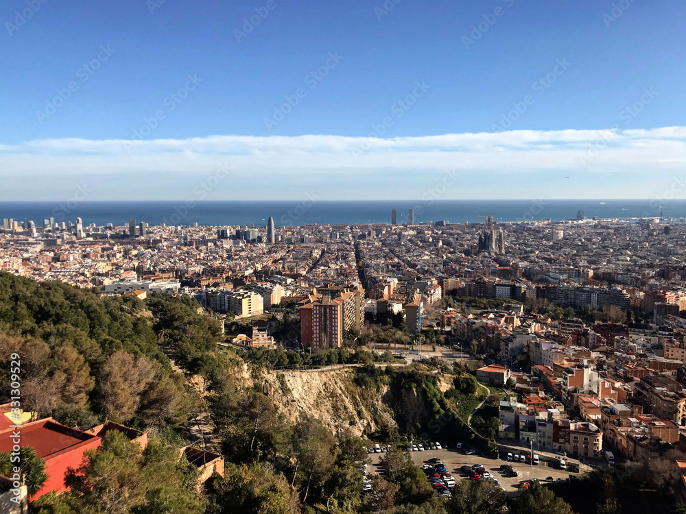 panorama view of Barcelona city Spain.