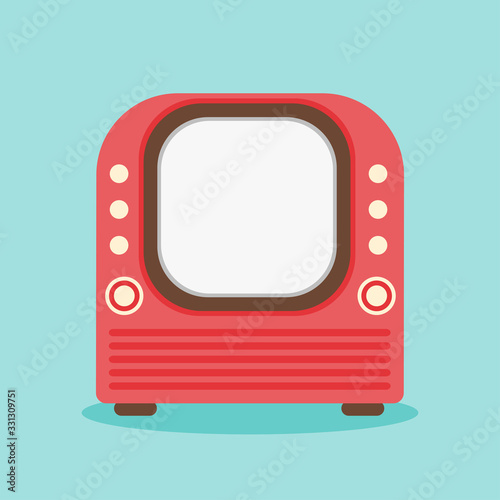 Vector red retro television illustration
