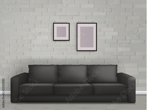 Modern Living Space with Black Sofa