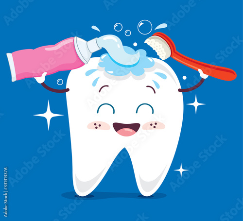 Brushing Teeth Concept With Cartoon Character