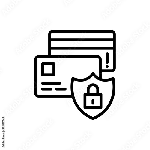 Card Protection Vector Line Icon Illustration.