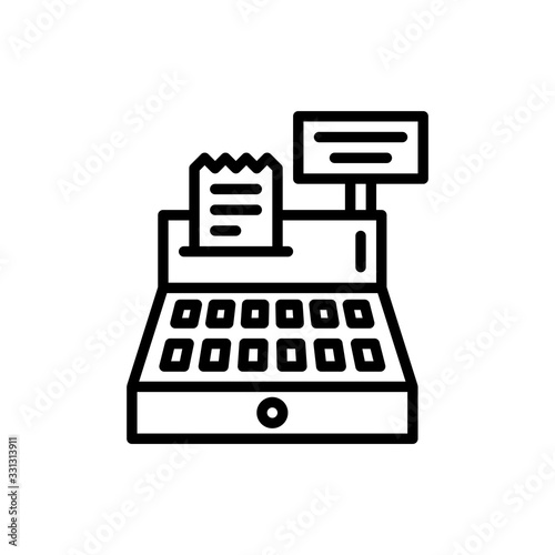 Cash Register Vector Line Icon Illustration.