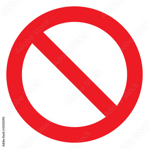 No sign, ban vector icon, stop symbol, red circle with oblique line isolated mark