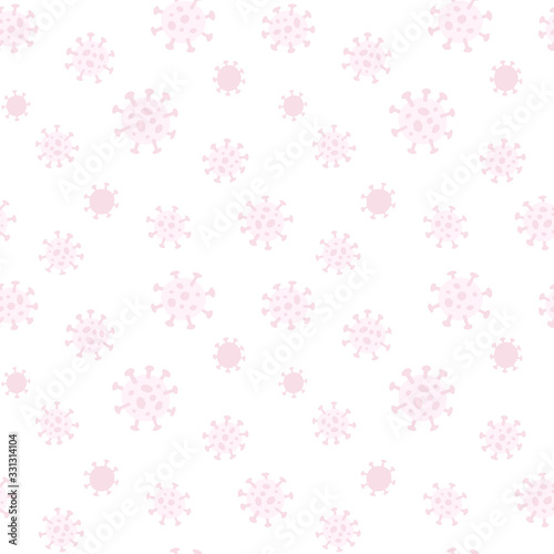 Symbol of Coronavirus COVID 19 or Wuhan Coronavirus. Seamless hand drawn pattern. Vector illustration