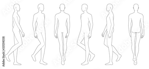 Fashion template of walking men. 