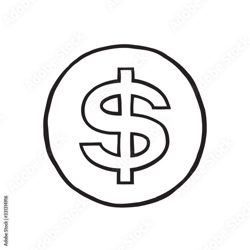 Vector dollar sign icon. Sketch style illustration