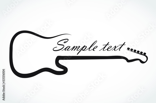 guitar simple elegant outline line with writing text