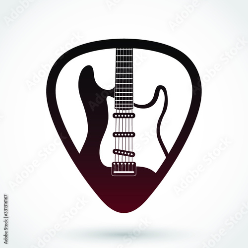 plectrum with guitar elegant logo design