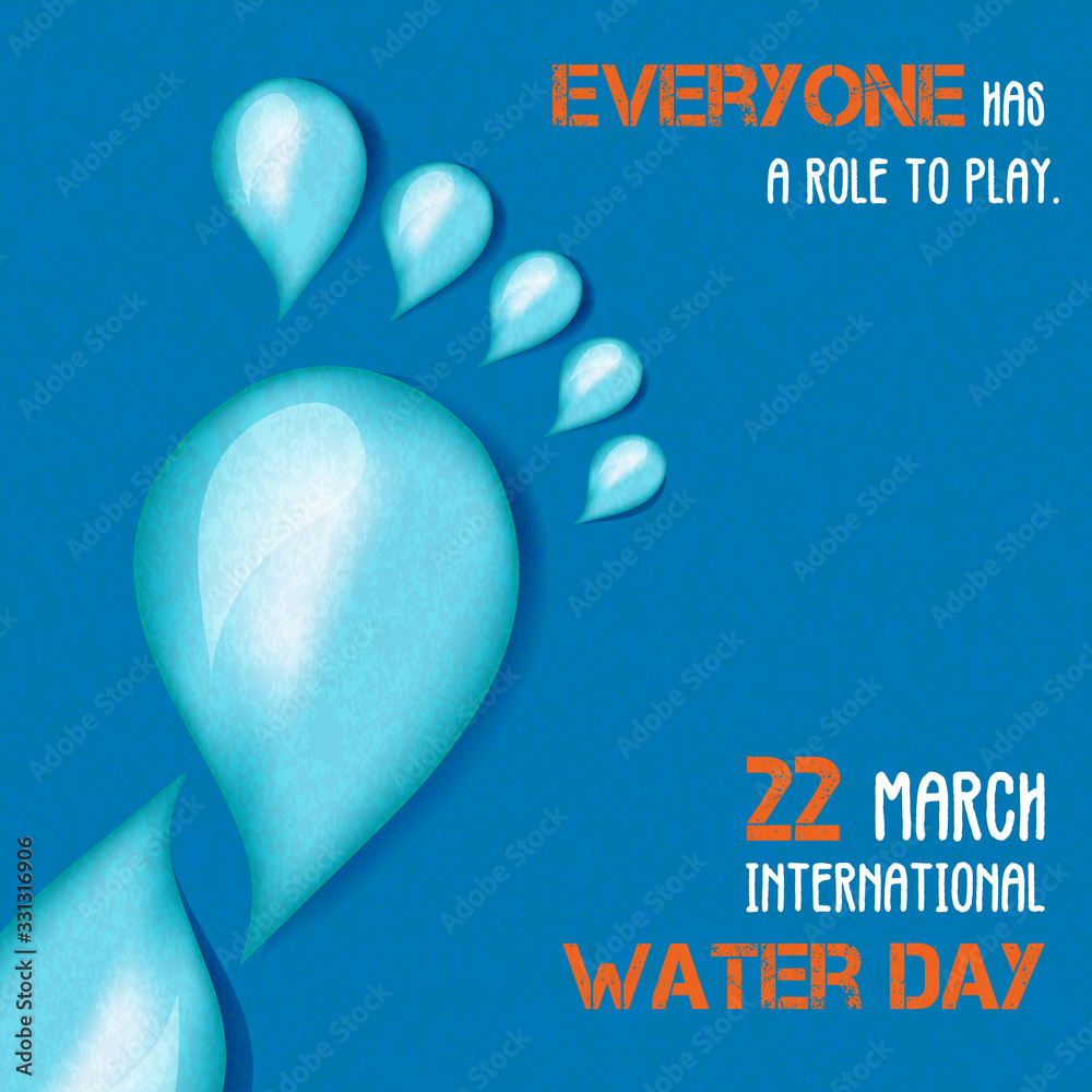 International water day card of liquid footprint - obrazy, fototapety, plakaty 