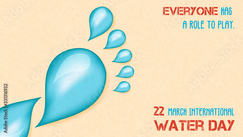 22 March world water day card of liquid footprint