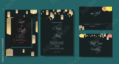 Elegant lentern wedding invitation pack photo