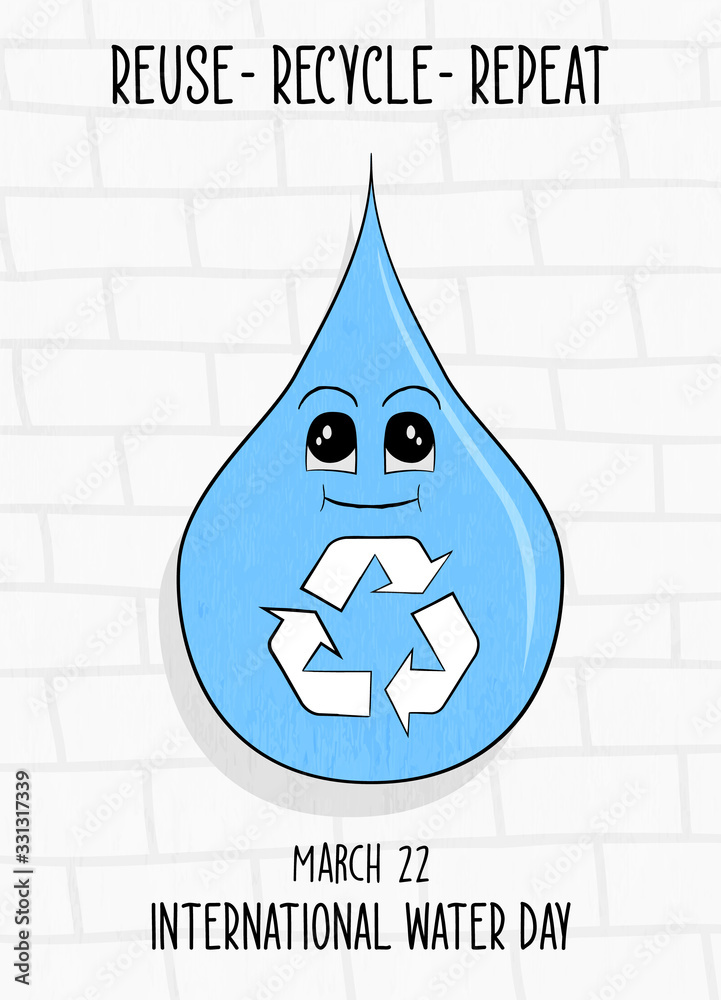 World water day card sustainable recycle and reuse - obrazy, fototapety, plakaty 