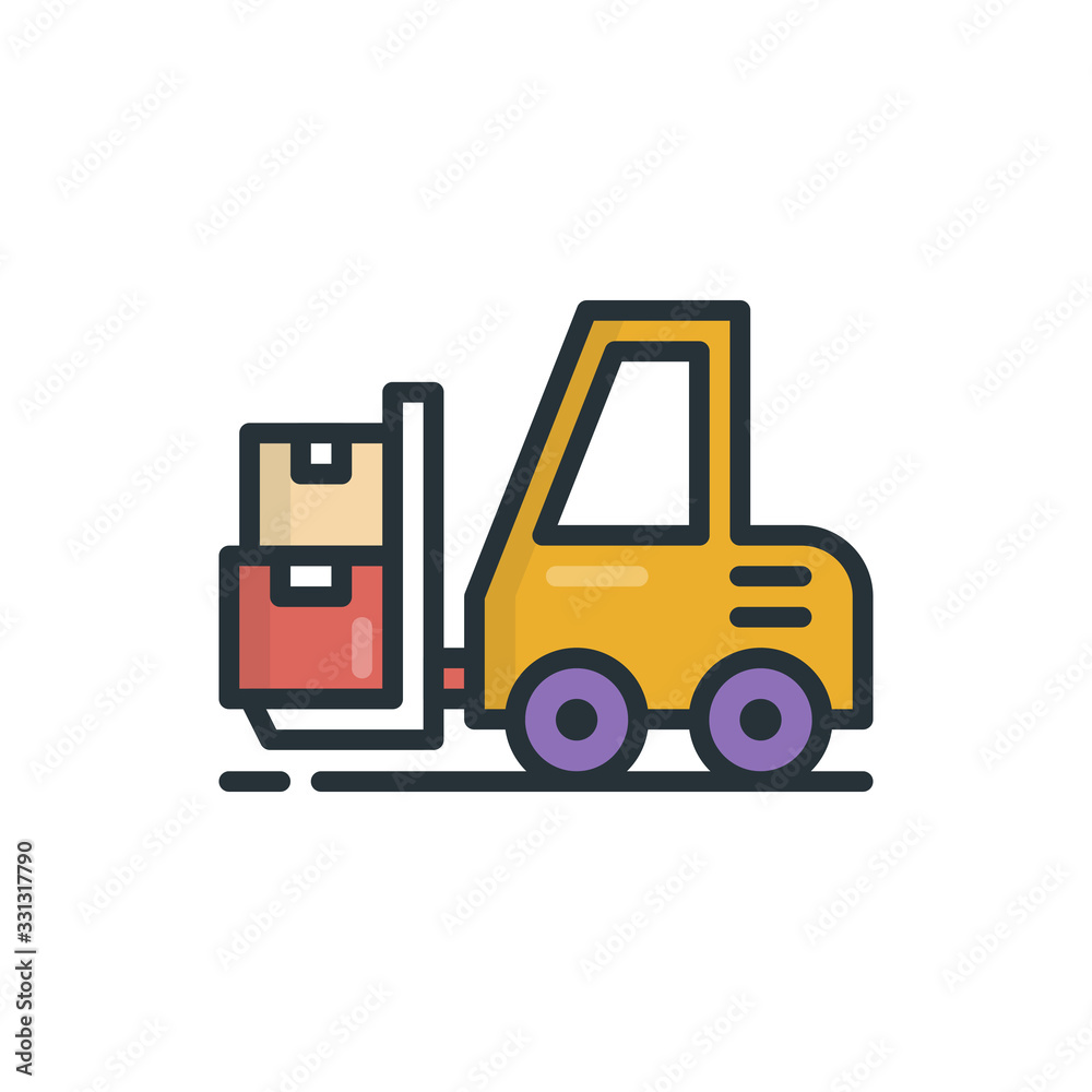 Forklift Vector outline Filled Icon Illustration Forklift Vector outline Filled Icon Illustration