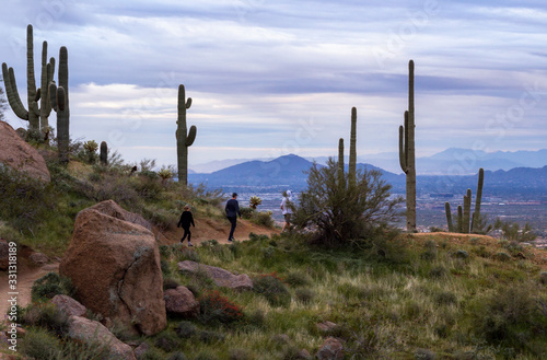 Hikers On Elevated Trail In Scottsdale AZ © Ray Redstone