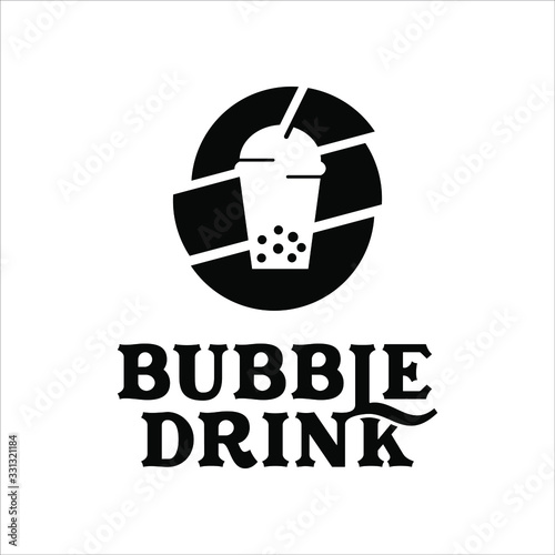 simple fresh drink bubble tea cup vector with cute text best for beverage bar or street food logo design template