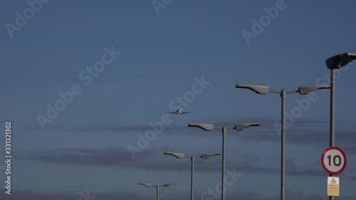 Plane coming into land in Manchester Airport  UK 4K photo