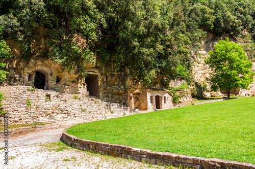 Late May view of the Eremo dei Frati Bianchi or Hermitage of the White Friars of Cupramontana, Province of Ancona, Marche Region, Italy photo