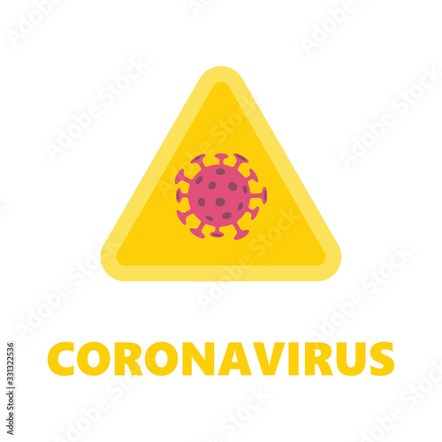 Coronavirus alert sign. Triangle risk icon for pandemic viral spreading.