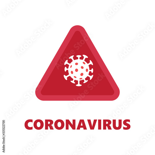 Coronavirus alert sign. Triangle risk icon for pandemic viral spreading.