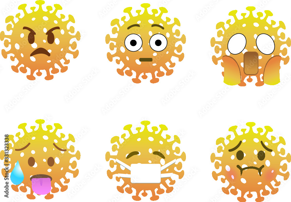 Illustration of Coronavirus with emoji faces