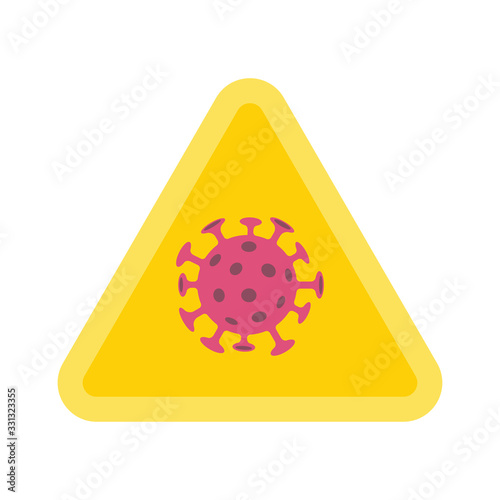 Coronavirus alert sign. Triangle risk icon for pandemic viral spreading.