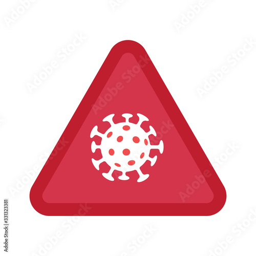 Coronavirus alert sign. Triangle risk icon for pandemic viral spreading.