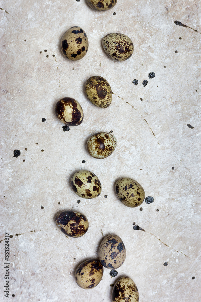 Quail eggs on light background Quail eggs on light background