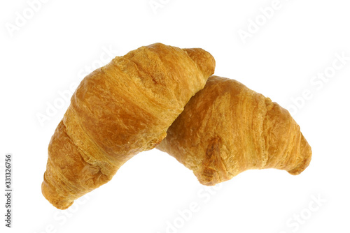 close up on butter cocktail croissants isolated on white background