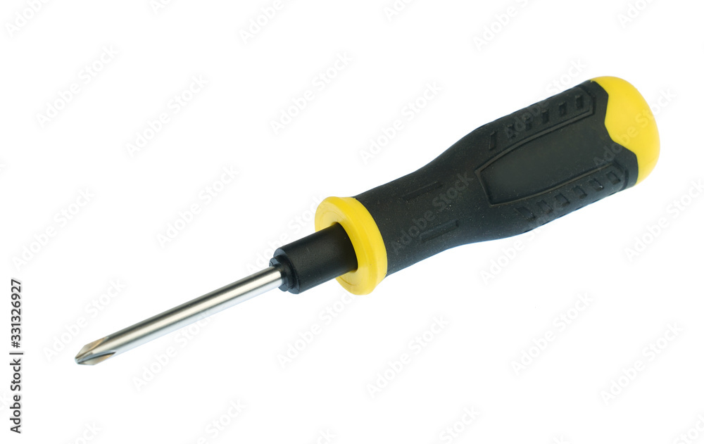 close up on screw driver isolated on white background close up on screw driver isolated on white background