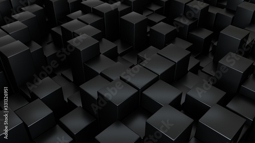 Abstract 3d rendering geometric surface  black minimal texture. Modern background design