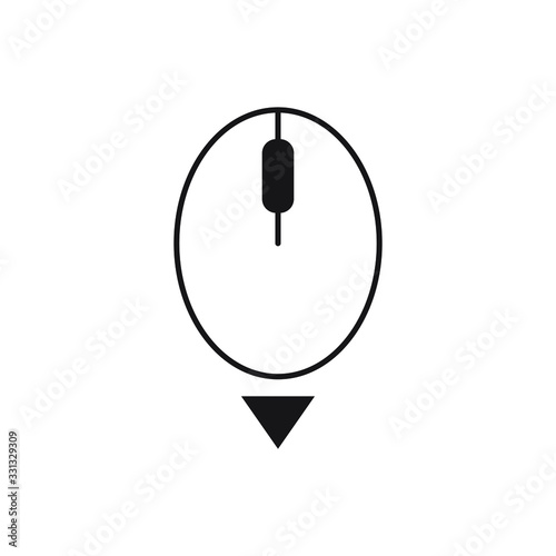 Scroll down icon. Vector scrolling mouse sybmol for web design. 
