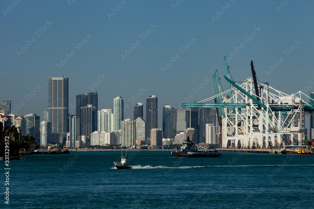 Miami Skyline and Port of Miami.