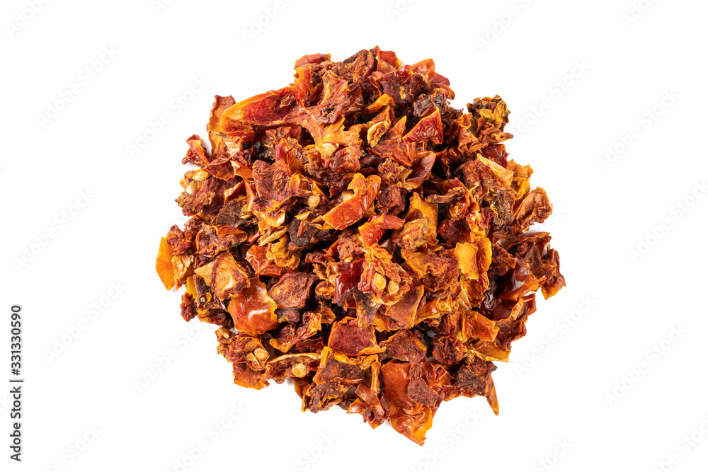 dried tomatoes heap of isolated on white background. front view. spices and food ingredients dried tomatoes heap of isolated on white background. front view. spices and food ingredients