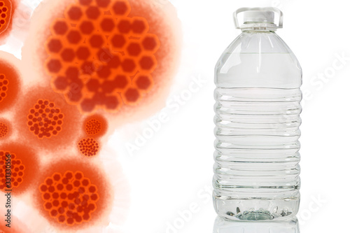 A bottle of water and coron...