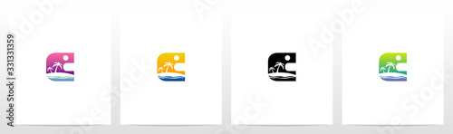  Tropical Island On Letter Logo Design C