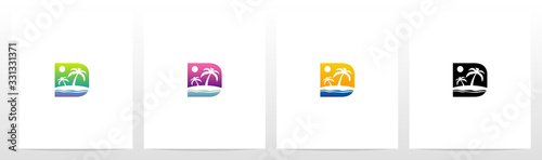 Tropical Island On Letter Logo Design D