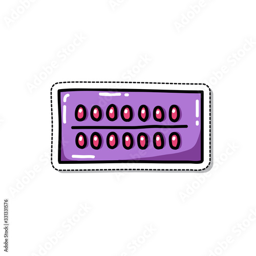 birth control pills doodle icon, vector illustration