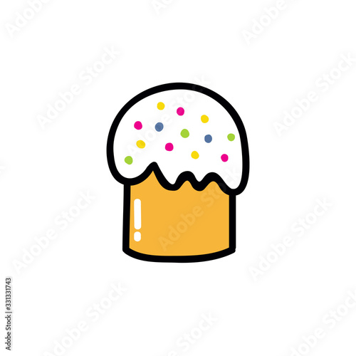 Easter cake doodle icon, vector illustration