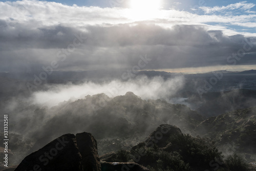 Foggy sunrise view from the...