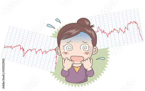 経済暴落イメージ・慌てる女性