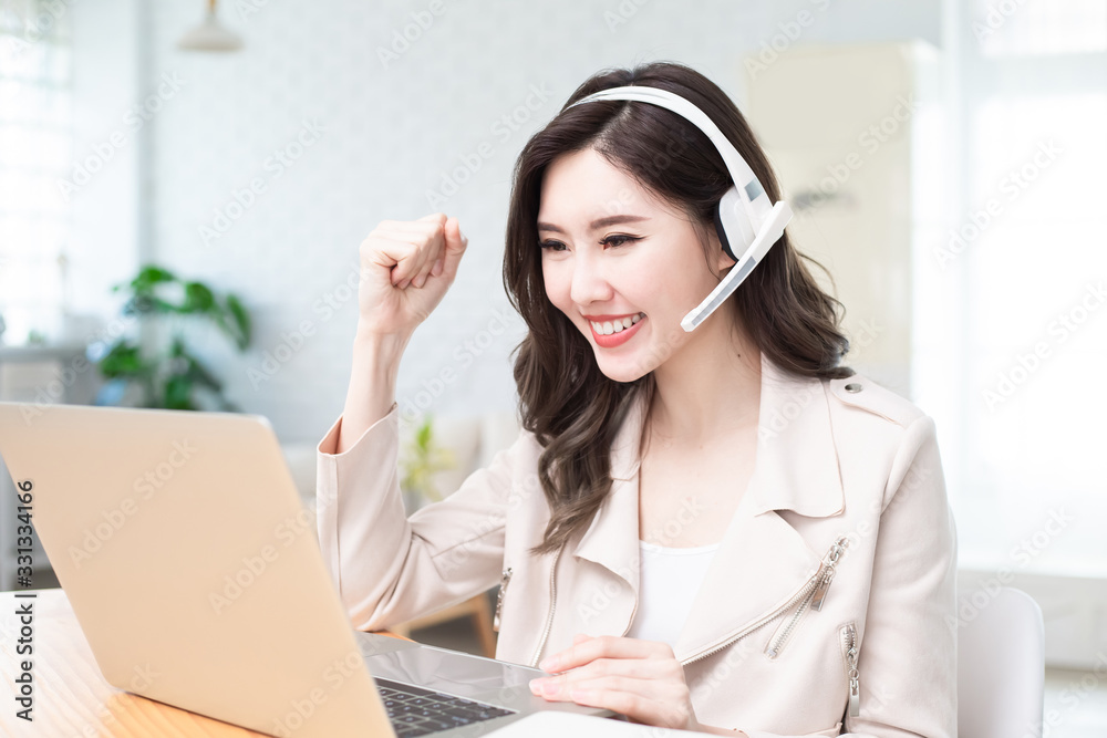 woman has successful video meeting woman has successful video meeting